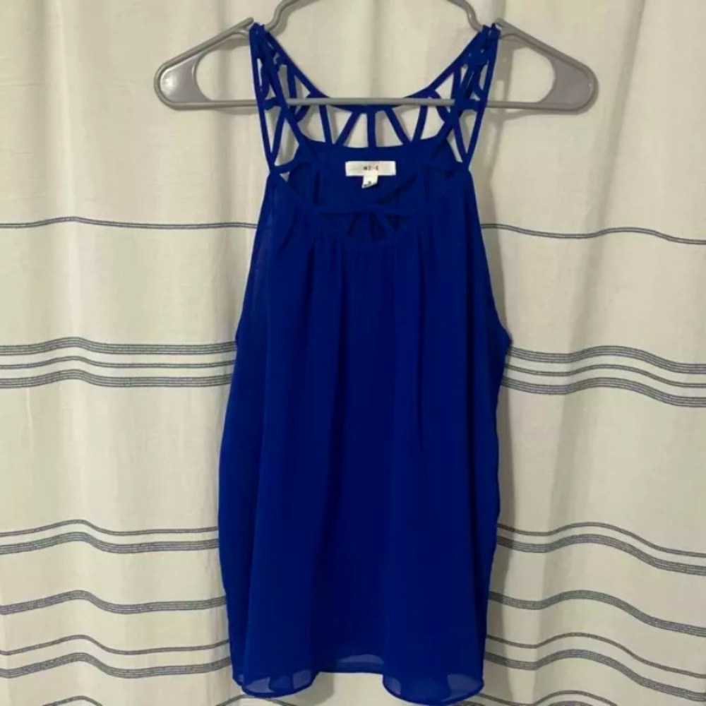 MINE blue sleeveless top double layer womens